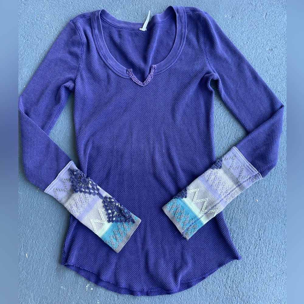 Elena Gilbert Free People Purple Kombucha Cuff Thermal Shirt M Vampire Diaries